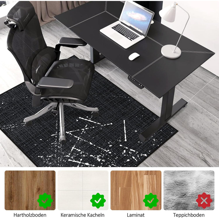 Захисний килимок для офісних стільців 90x120 см - Розкішний килимок для офісних стільців з принтом для паркету та твердих підлог, універсальний килимок для офісного крісла для дому та офісу (Чорний, 90 x 120 см) 90 x 120 см Чорний