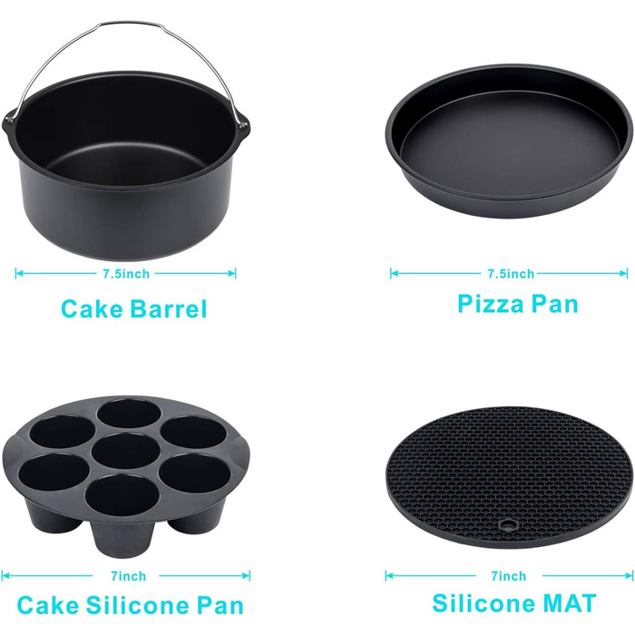 Аксесуари для фритюрниці, аксесуари для фритюрниці 8 дюймів 10 шт. для COSORI/PRINSES/INNSKY/PROSCENIC/PHILIPS/NINJA/GOWISE і всі фритюрниці 4.7 л, 5.5 л, 6.2 л, 6.4 л, 7.3 л