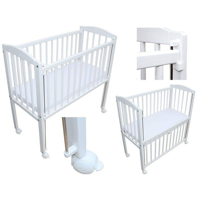 Дитяче ліжко Micoland Mobile Bed Bed 90x40 см з масиву дерева з матрацом та водонепроникним захисним чохлом