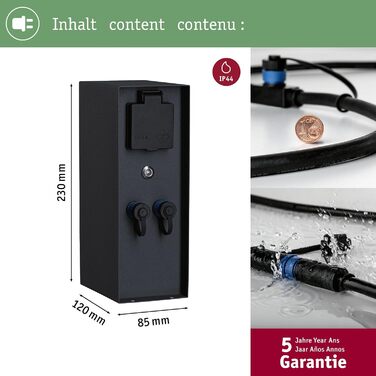 Стілб-розетка Paulmann Rio Plug & Shine для зовнішнього освітлення з датчиком сутінків, IP44, антрацит (2 шт. 230В, 2 шт. Plug & Shine 24В)