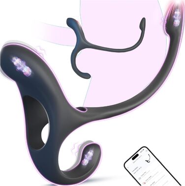 Вібруючий анальний масажер YAWNSHE, з потрійним ерекційним кільцем і стимулятором клітора