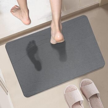 Килимок для ванни з каменю, діатомовий килимок для душу, швидковисихаючий килимок для душу, нековзний, абсорбуючий килимок для ванної кімнати, для підлоги у ванній кімнаті, кухонних стільниць, посуду, рослин або домашніх тварин, темно-сірий