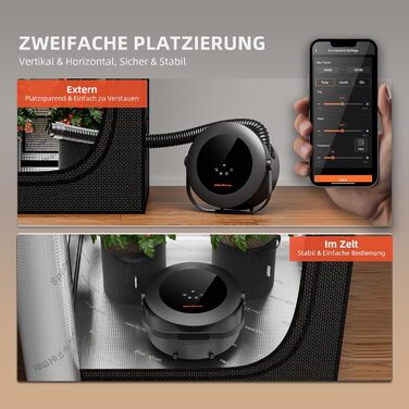 Тепловентилятор Spider Farmer, обігрів 540 Вт, інтелектуальне керування температурою, енергозбереження, тихий, 4 режими та 24-годинний таймер, нагрівальний елемент 10 PTC та вентиляційна трубка, підходить для кімнат з рослинами та гроутентів