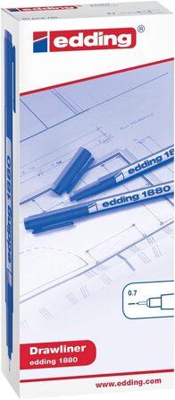 Ручка EDDING 1880 Precision Fine - чорна - 10 ручок - ширина лінії 0,7 мм - Fineliner для точного письма та ескізів - тонкий наконечник з металевою рамкою - підходить для лінійок і трафаретів