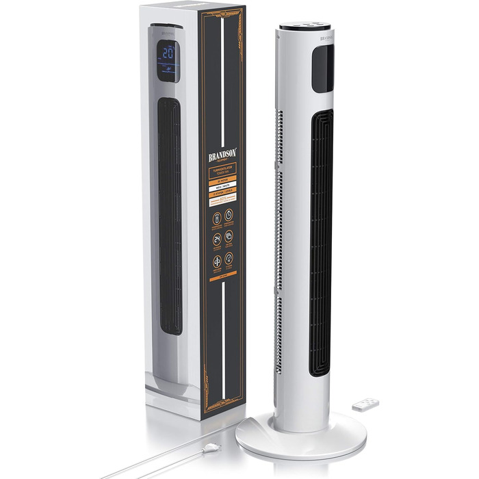 Баштовий вентилятор ECO Безшумний з двигуном постійного струму - лауреат премії 2024-12 швидкостей - вентилятор на п'єдесталі - та