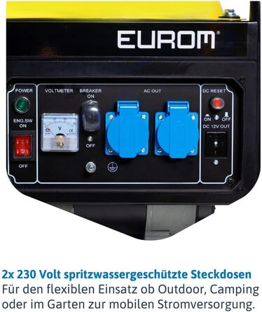 Тихий бензиновий генератор Dnges потужністю 2200 Вт, аварійний генератор з 2 розетками 230 В, час роботи 11 годин, бак 15 л для використання на свіжому повітрі, в кемпінгу, саду, для самостійних проектів з мобільного електропостачання.
