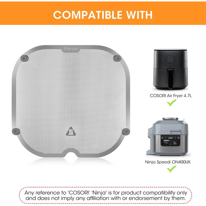 Захист від бризок у фритюрниці Aieve, захист від бризок у фритюрниці, аксесуар для фритюрниці, сумісний із фритюрницею Cosori 4.7 л/Ninja Speedi ON400UK фритюрницею для фритюрниці 4.7 л