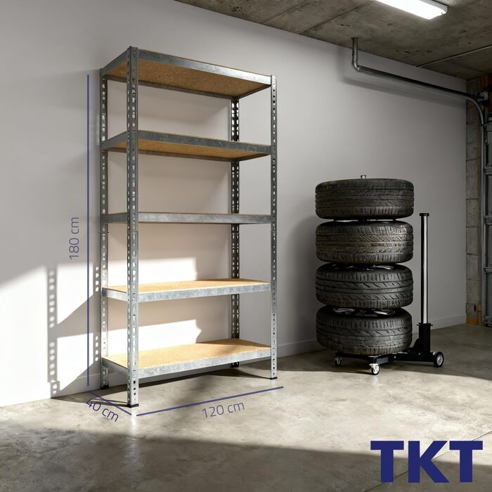 Стелаж робочої системи з дерев&39яними полицями 180x120x40 см - Оцинкований стелаж з вантажопідйомністю 150 кг на полицю. Міцний стелаж з 5 полицями для майстерень, житлових приміщень та підвалів.