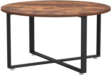Круглий журнальний столик VASAGLE, стіл для вітальні, індустріальний стиль, сталевий каркас, легке складання, для вітальні, спальні, рустикальний коричневий та чорний LCT88 шт. Рустикальний коричневий чорний