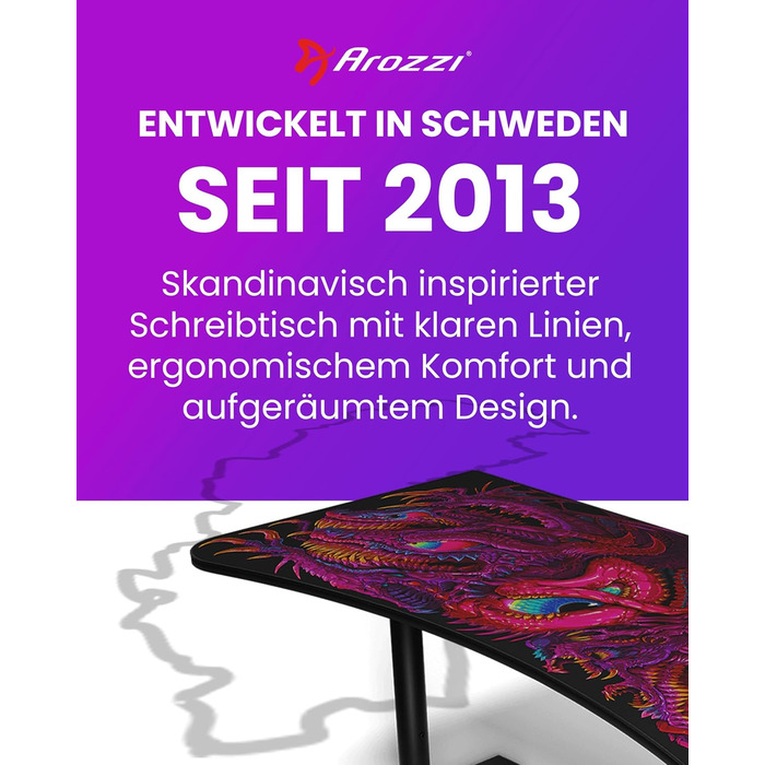 Надширокий вигнутий ігровий та офісний стіл Arozzi Arena з водовідштовхувальним килимком на всю поверхню, вирізами для організації кабелів та сіткою (Crawling Chaos)