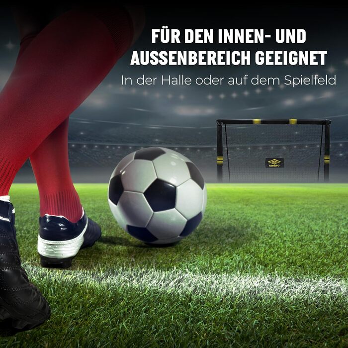 Футбольні ворота Umbro - Великі футбольні ворота - Футбольні ворота - Футбольні ворота для саду, дітей та дорослих - Тренувальний футбольний інвентар для приміщень та вулиці - Метал - Чорний/Жовтий 240x160x8 см