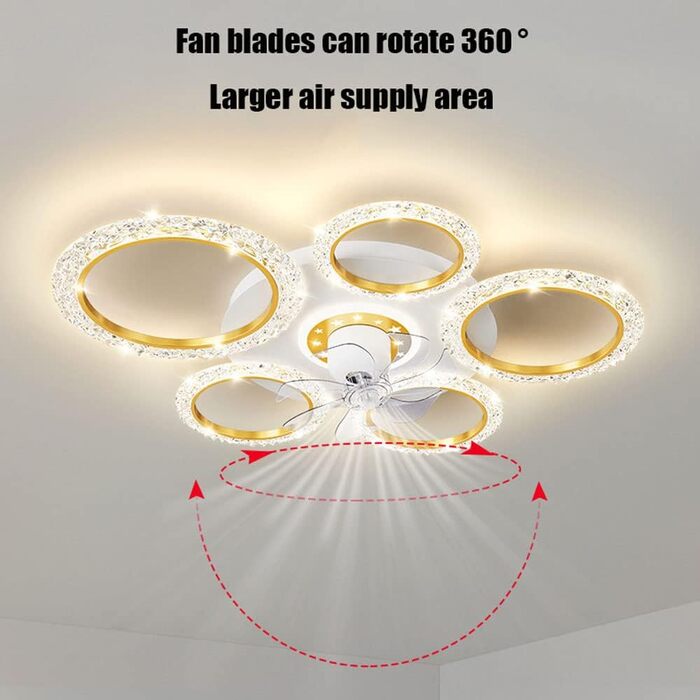 Вт світлодіодний стельовий світильник з регулюванням яскравості, стельовий вентилятор зі світлодіодним підсвічуванням, регульовано