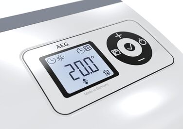 Керамічний вентилятор-обігрівач AEG VH 213, енергозберігаючий, 2000 Вт для приблизно 25 м, сертифікований TV, РК-дисплей, тижневий таймер, для ванної кімнати, 238296 пластик без таймера на 120 хв, одинарний