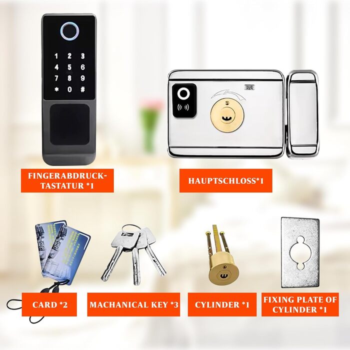 Електронний дверний замок Smart Lock - дверний замок із кодом, відбиток пальця дверного замка, додаток, картка та ключ, водонепроникний дизайн, автоматичний замок, для дверей товщиною 30-60 мм