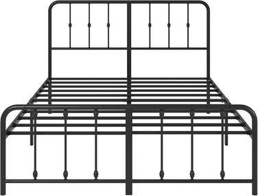 Ліжко Zinus Florence 140x200 см з вінтажним узголів&39ям - Металеве ліжко 140x200 з металевою рейковою основою - Платформа заввишки 35 см з простором під нею - Пружинний матрац не потрібен - Чорний, вінтажний індустріальний стиль 140x200 см Чорний