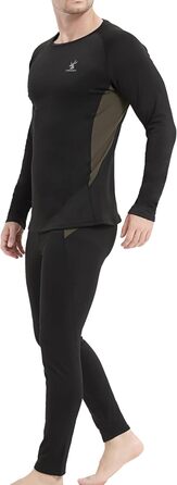 Комплект чоловічої термобілизни, тепла лижна білизна, дихаюча та термобілизна довга, функціональна білизна для чоловіків взимку та спорту, чорний/зелений, XXL