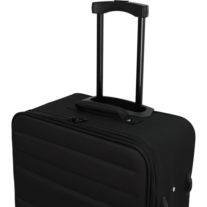 Дорожня валіза-візок SIGN Fabric Suitcase (набір ручної поклажі середньої та великої розмірів) компенсатор 5 см (чорний, ручна поклажа (60 см)) Ручна поклажа (60 см) Чорний