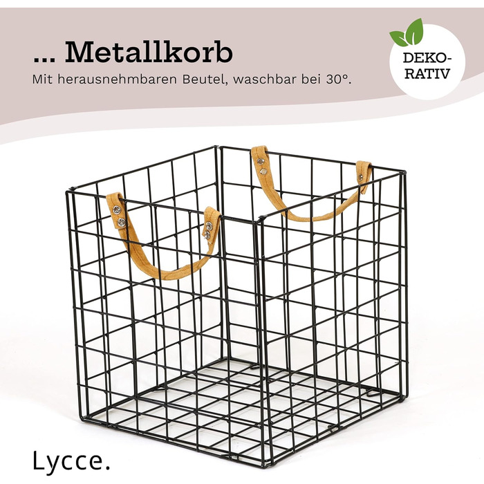 Кошик для зберігання Lycce Kallax Insert підходить для полиць Ikea Kallax, промисловість металева чорна 33 x 33 x 33 см