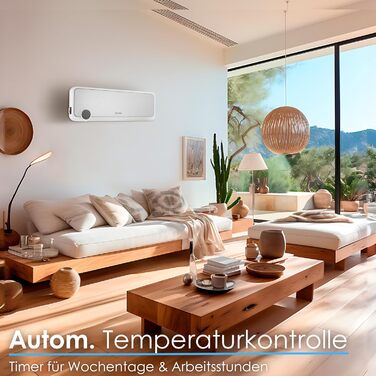 Настінний обігрівач Echos 12-годинний таймер 2000 Вт Енергозберігаючий Дистанційне керування Керамічний нагрівальний елемент Міні-обігрівач 2 рівні потужності Інфрачервоний обігрівач Швидкий обігрівач Настінний монтаж