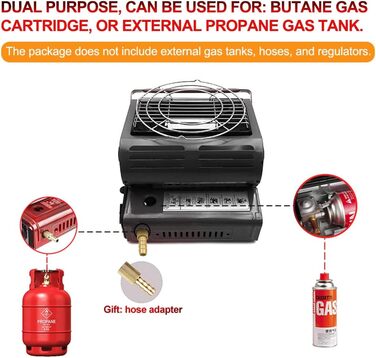 Керамічний газовий обігрівач Yinleader, газовий радіаційний обігрівач для використання на вулиці в наметах, караванах та кемпінгу, керамічний пальник 1,3 кВт (чорний)