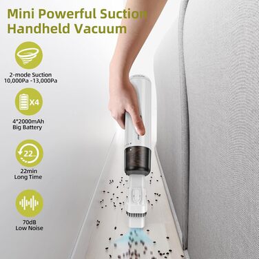 Ручний пилосос акумуляторний, 15000Pa Потужний акумуляторний ручний пилосос Високопотужний міні-пилосос 6 в 1 з повітродувкою/нагн