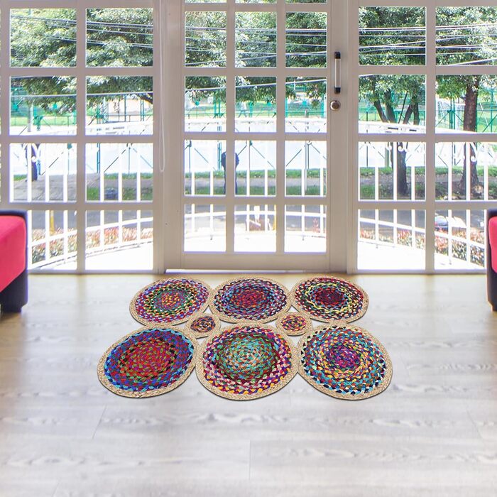 Килимок CASAVANI Cape Code Collection - 10,2 x 30,5 см, різнокольоровий, бавовна та джут чінді, геометричний килим кілім, для прим