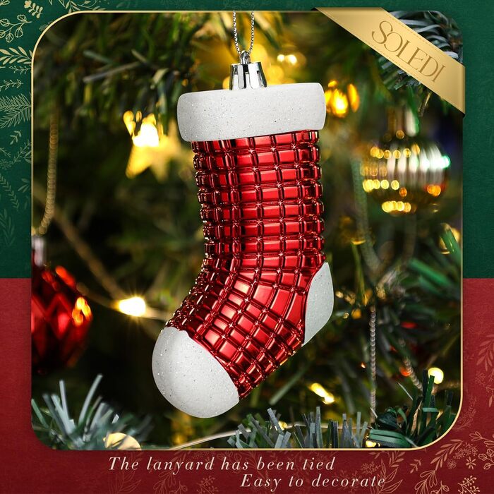 Набір із 128 предметів високоякісних червоно-білих пластикових різдвяних кульок із зірочкою-верхівкою SOLEDI