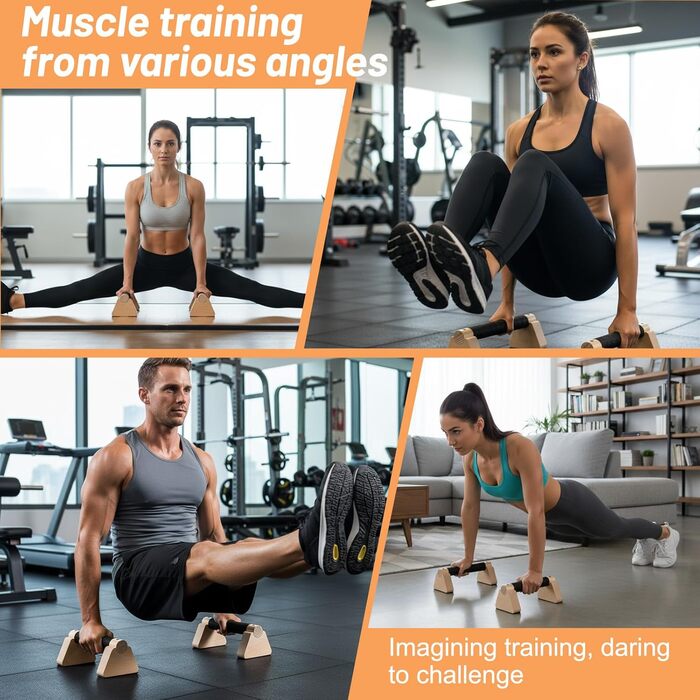 Дерев&39яні ручки для віджимань з ремінцями на зап&39ястя, 2 шт., перекладина для віджимань 25 см, паралельні бруски, що не ковзають у суглобах, ергономічні, нековзні ручки для стійки на руках, обладнання для калістеніки для віджимань у стійці на руках