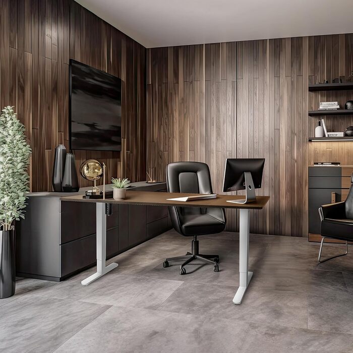 Стіл Duronic TM51 WE з регульованою висотою - електрична рама столу білого кольору для геймерів та офісу