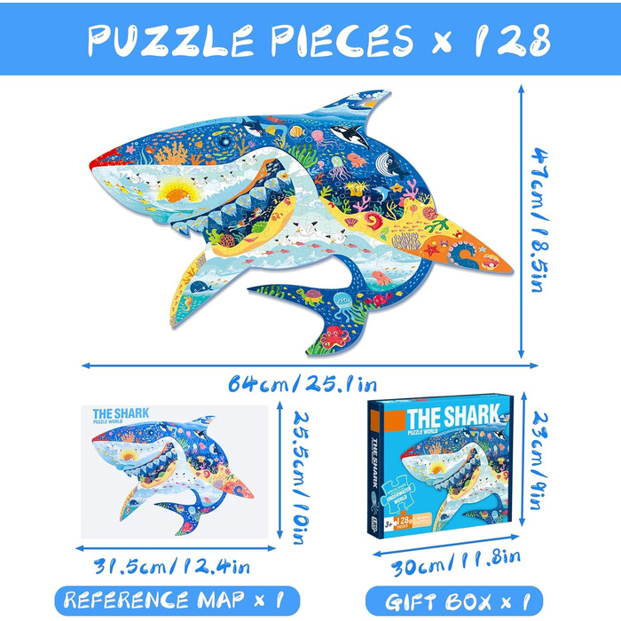 Дитячий пазл FORMIZON, 128 елементів, елементи пазла з тваринами, іграшка-пазл Океан, розвиваюча іграшка, дитячий пазл у подарунок