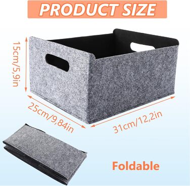 Набір кошиків з фетру JMIATRY, 6 предметів, 325x15 см, коробка для зберігання з фетру, сірий фетр, для полиць, шаф, офісу