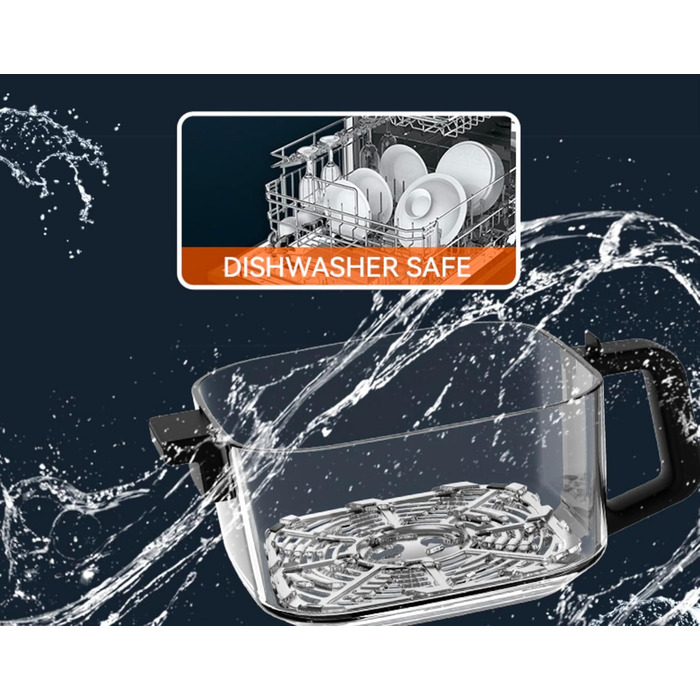 Фритюрниця KHF-550, 5,5 літрів, 1 200 Вт, сенсорний дисплей, скляний кошик для смаження без покриття, фритюрниця з щипцями та силіконовою підставкою (стандартна версія KHF-550)