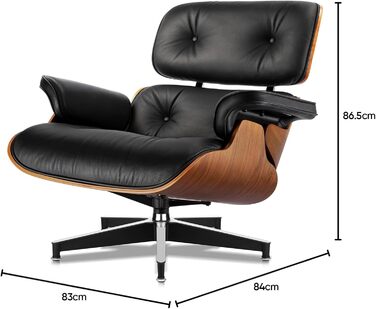 Крісло-рекламо з натуральної шкіри з пуфом, сучасне крісло під телевізор, обертовий шезлонг з пуфом, фіксований кут нахилу 105, унікальний дизайн з м&39якою подушкою, чорний каркас з горіхового дерева