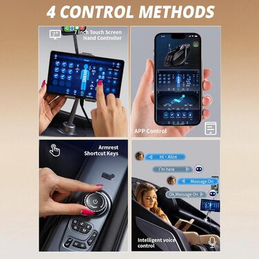 Крісло для масажу всього тіла з 4D-скануванням тіла, роботизованими руками, інтелектуальною масажною подушкою сидіння Shiatsu з голосовою функцією, підігрівом спинки (чорне)