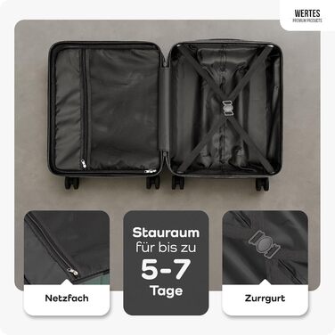 Валіза ручна поклажа 55x40x20 см - 36 л - Валіза з TSA замком та подвійними колесами, дорожня валіза, візок для ручної поклажі, кабінна валіза - 55x40x20 см Чорна
