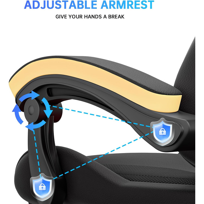 Геймерське крісло з висувною підставкою для ніг та регульованою поперековою опорою, ергономічне комп&39ютерне крісло з синтетичної шкіри з можливістю нахилу 90-155, офісне крісло з піни з ефектом пам&39яті та подушкою для шиї (чорне)