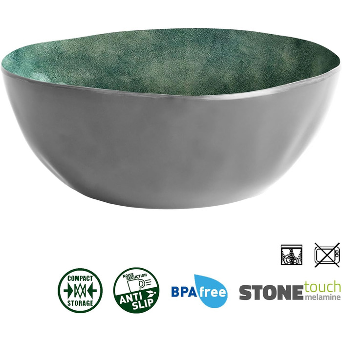 Набір посуду для кемпінгу BRUNNER з меламіну на 2-4 особи (набір 8, 12, 16 або 36 предметів) - венеціанський морський зелений - високоякісний, нековзний набір Tte--Tte з 8 предметів