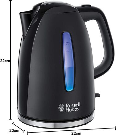 Чайник Russell Hobbs 1,7 л, 2400 Вт, синє світлодіодне підсвічування Textures (функція швидкого закипання, знімний фільтр від наки