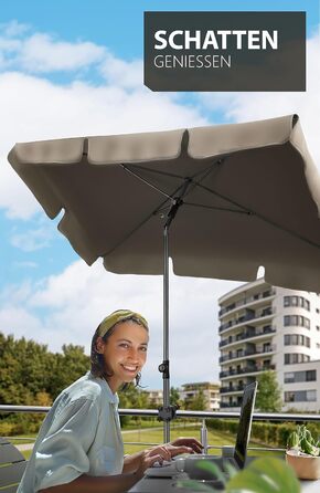 Парасолька 4smile Parasol Balcony SunnyShade Plus 200 x 125 см для захисту від ультрафіолету UV50 із захисним чохлом  коричнева