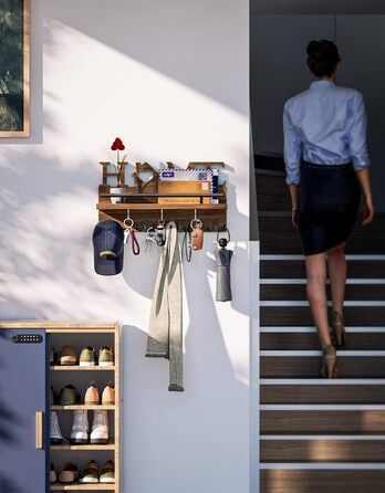 Ключниця - тримач для ключів на стіну з домашнім декором, ключниця з поличкою/настінна поличка з дерева для ключів, органайзер для