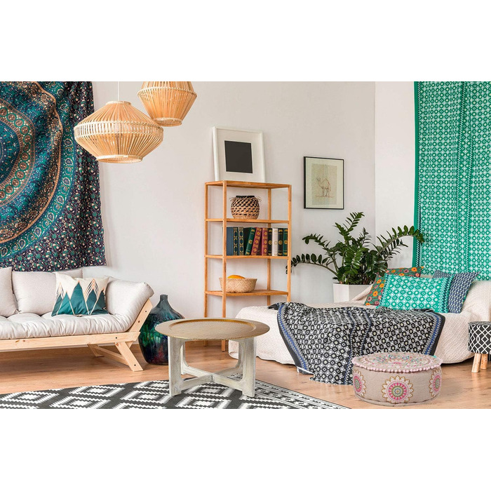 Круглий бавовняний пуф/табурет -1- ø 50 см з наповнювачем Подушка на підлогу/Подушка на сидіння/Східний стиль Вишитий пуф/Підніжжя/Табурет як східний декор