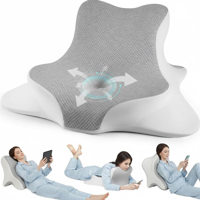 Подушка для шиї, подушка для голови, подушка для читання для ліжка та дивана, ергономічна клиноподібна подушка з піни з ефектом пам&39яті для підтримки спини та шиї, багатофункціональна клиноподібна подушка для сну на боці, спині та животі