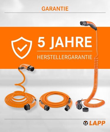 Зарядний кабель LAPP MOBILITY тип 2 11 кВт 7м - 20а зарядний кабель для електромобілів 3-фазний - зарядний кабель із захистом IP55