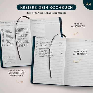 Книга рецептів Life Compass формату A4 для написання власних рецептів ПЕРЕЦЬ з плакатом сезонного календаря - тверда обкладинка Улюблені рецепти - кулінарна книга своїми руками для себе або на подарунок