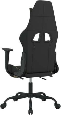 Геймерське крісло з підставкою для ніг, чорно-кремове, матеріал тканина, метал