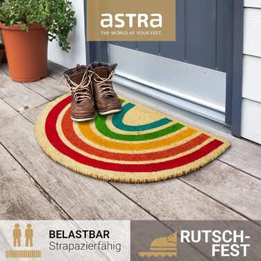 Килимок для дверей Astra Natural Coconut - Кокосовий килимок 40x60 см Веселка - Нековзний килимок для бруду - Килимок для вулиці, килимок для приміщень - Килимок для критої відкритої території 40 x 60 см (прямокутний) Веселка