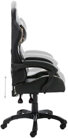 Елегантне ігрове крісло Ергономічне офісне крісло з підголівником та поперековою опорою - Ігрове крісло Офісне крісло, чорне та камуфляжне штучне шкіряне покриття