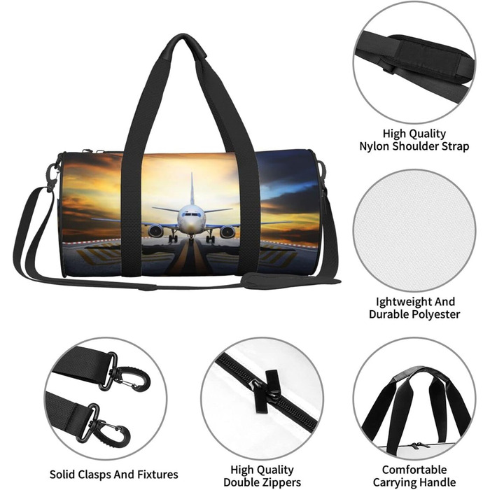 Спортивна сумка, дорожня сумка, рюкзак, з авіаційним принтом, сумка для подорожей на ніч, чорна, універсальний розмір, дорожня сумка