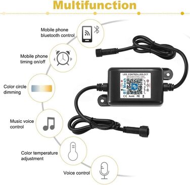 Подовжувачів 3M для світлодіодних ліхтарів RGB, водонепроникний IP67 (контролер колірної температури Bluetooth, 3-контактний), 5