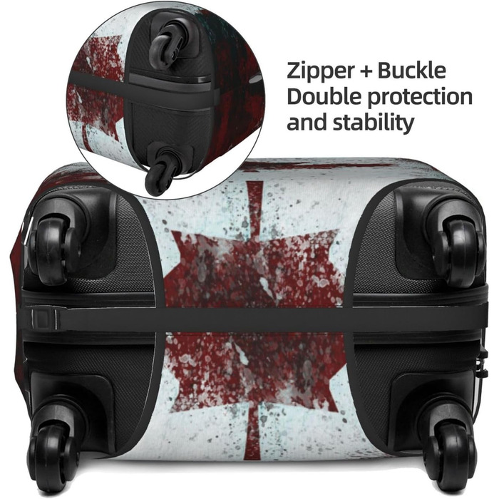 Чохол на валізу BAFAFA, дизайн Ретро-прапор Канади, з принтом, захист валізи, еластичний, стійкий до подряпин, захист від пилу, чорний, XL